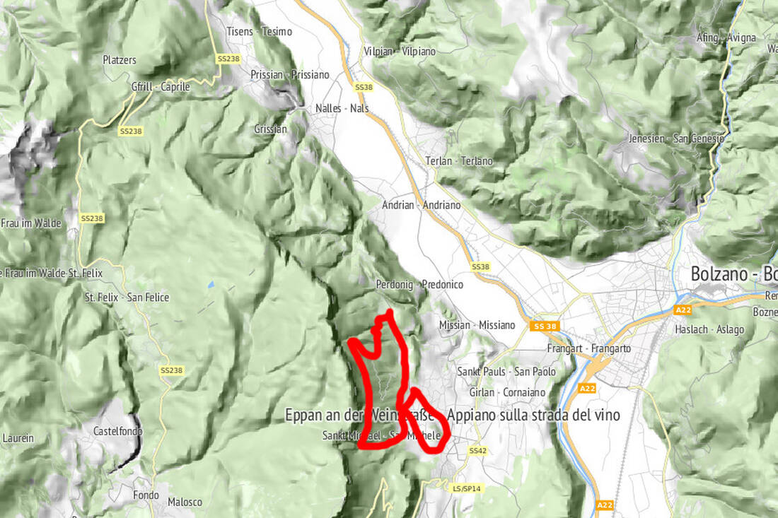 Karte Eppaner Höhenweg Mountainbiketour