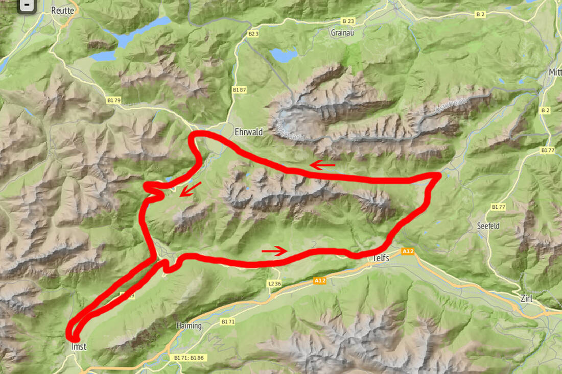 Karte Mieminger Gebirge Mountainbike-Tour