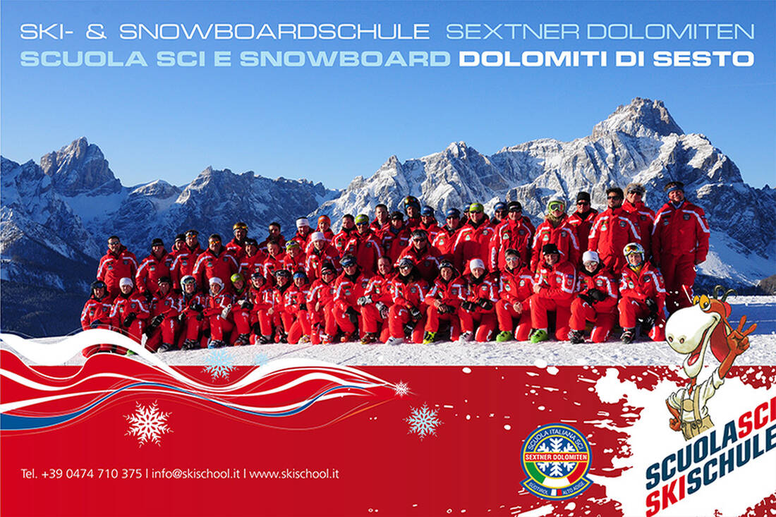 Profiteam der Ski- und Snowboardschule Sextner Dolomiten