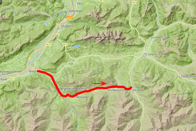 Karte Brixental-Mountainbike-Tour
