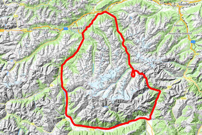 Karte Motorradtour: Ötztaler-Alpen-Runde